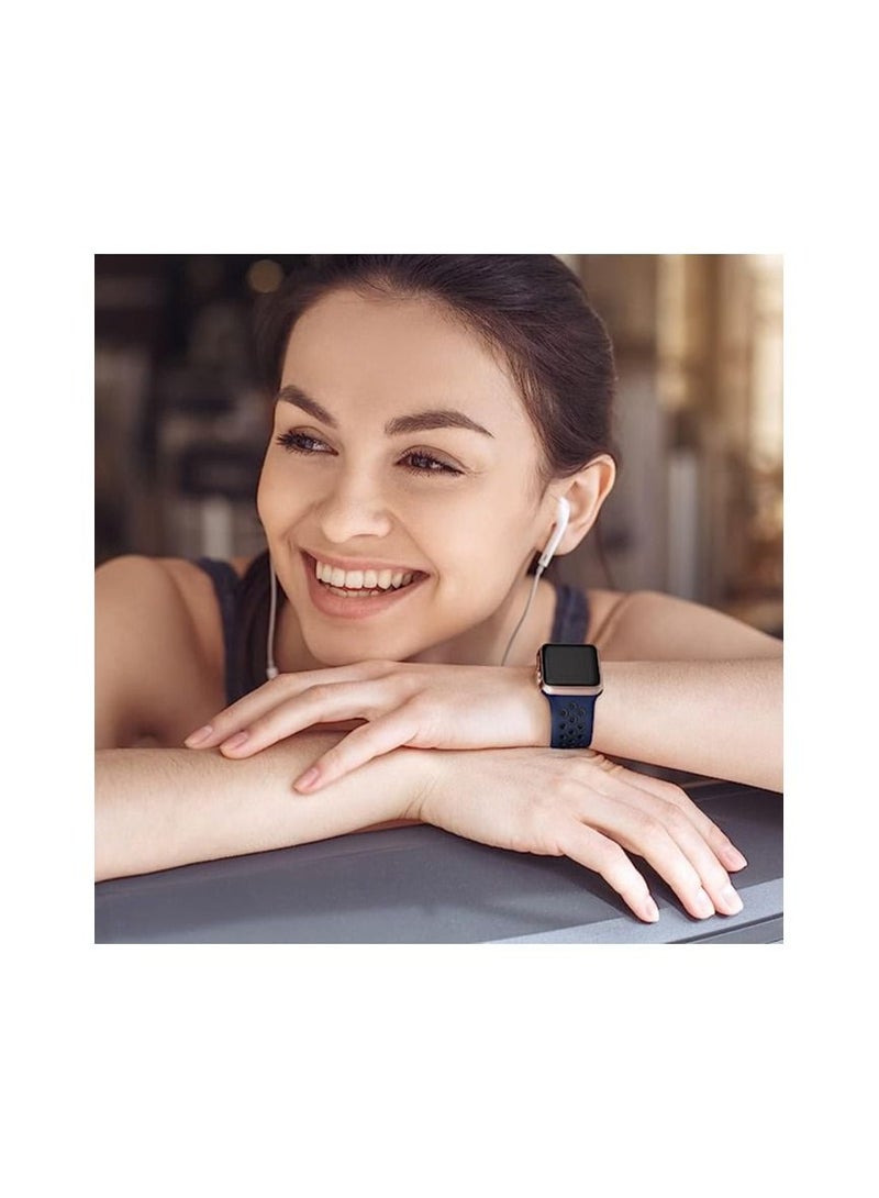 Sport Strap Compatible with Apple Watch Straps 42mm 44mm 45mm 49mm Breathable Silicone Double Hole Ring Snap Buckle Replacement Band for Women, for iWatch Strap Series 8 7 6 5 4 3 SE  - Image 2