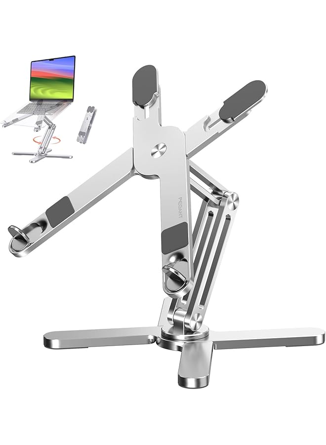 PEGANT Rotating Foldable Laptop Stand For Desk 360° Adjustable Ergonomic Portable Aluminum 10 17 Inch Laptop Organizer Lightweight Notebook Holder For Home Office Travel Compatible With Macbook Dell Hp - Image 1