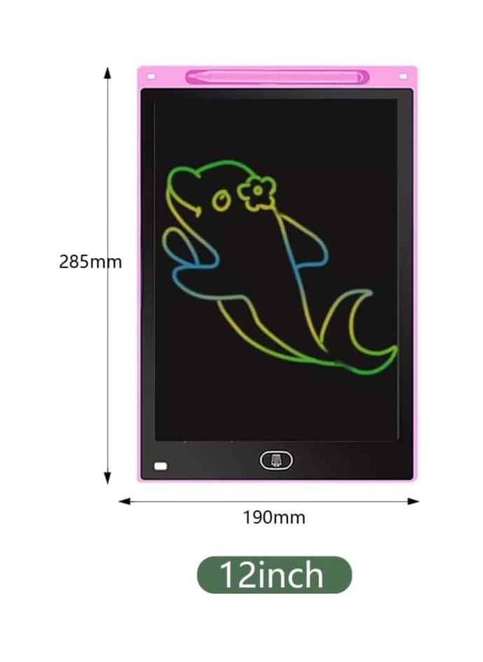 12 Inch Multi-Colour LCD Writing, Drawing Pad, Doodle Scribble Board - Re usable Eraseable - FOR 2 3 4 5 6 + ALL AGES - Gift, Educational Toy, Travel Games, Toddlers BOYS GIRLS Eraseable (PINK)  - Image 4
