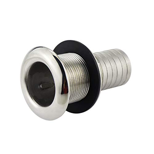 keehui 316 Stainless Steel Standard Length 1-1/2" I.D.Thru-Hull Fitting w/Nut &Gasket for Boats, Yachts, Marine - Image 1
