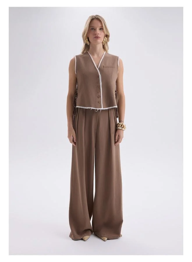 Bohemai Shonas Strap Detail Coffee Vest and Pants Set