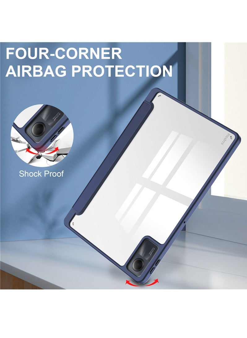 Fankalo - Tablet Case for Xiaomi Redmi Pad SE 11 inch Clear Transparent Hard PC Back Protective Tri-Fold Stand Slim Tablet Cover with Pencil Holder Auto Wake/Sleep - Image 1