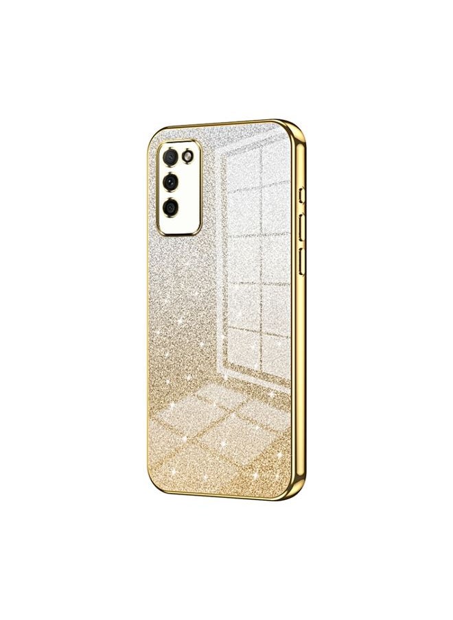 HuHa Case Cover For Honor 30 Youth Gradient Glitter Powder Electroplated Phone Case Gold 