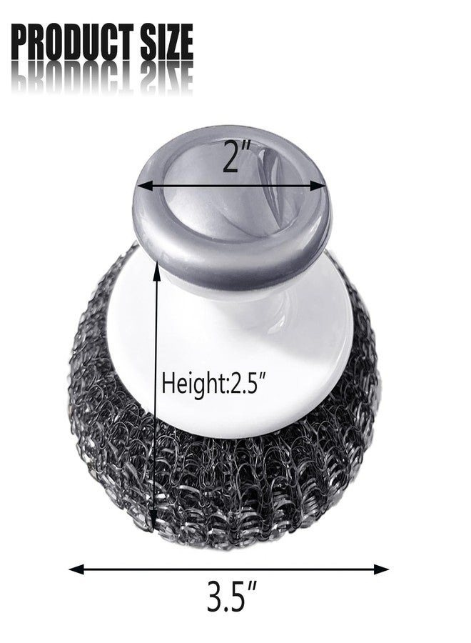 Shineyid Stainless Steel Wool Scrubber with Handle, Heavy Duty Dish Scrubber, Steel Brush for Cleaning Pots, Pans, Grills, Sink (4 Pack) - Image 2