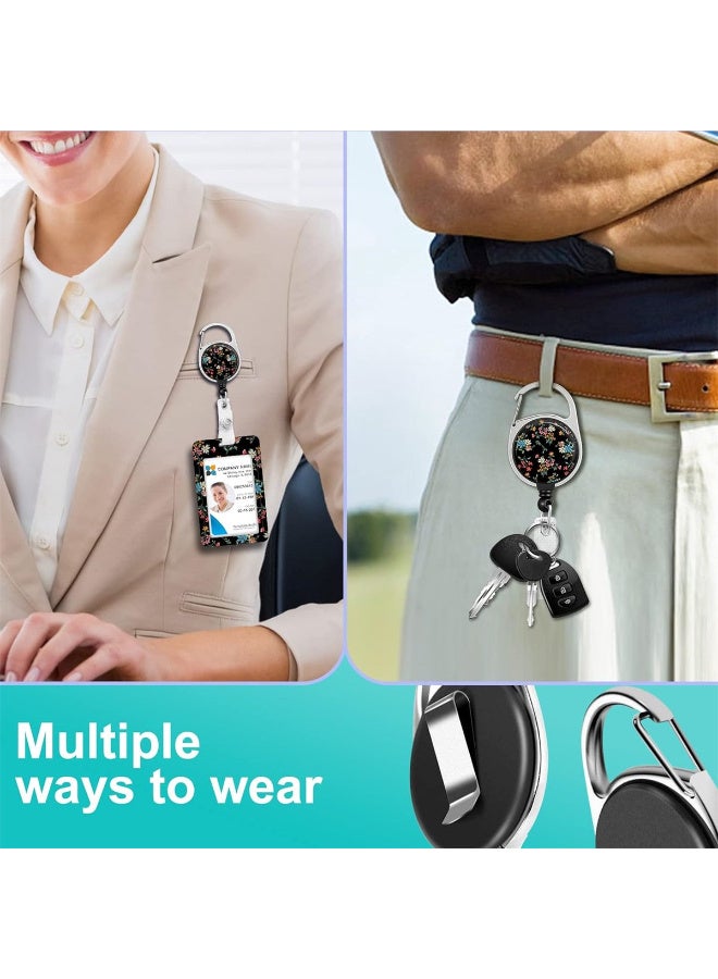 TFiOXL 1 Pack Flower Badge ID Badge Holder Lanyard and Retractable Badge Reel Clip Cool Keychain for Women Men Girls for Keys ID Badges Nurse Neck School Lanyard ID Holder - Image 4
