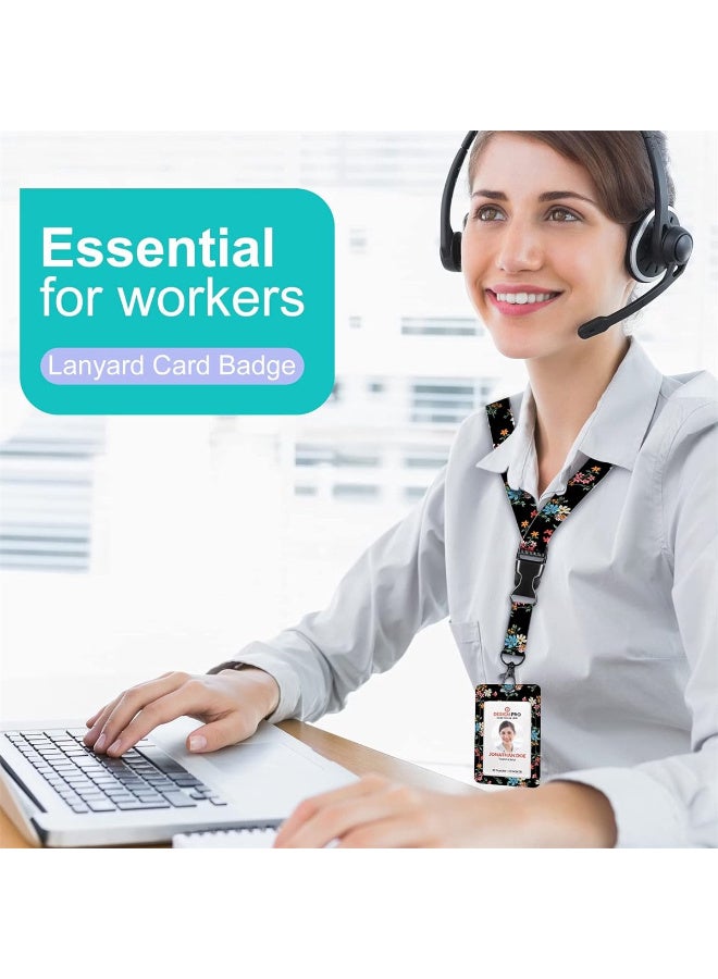 TFiOXL 1 Pack Flower Badge ID Badge Holder Lanyard and Retractable Badge Reel Clip Cool Keychain for Women Men Girls for Keys ID Badges Nurse Neck School Lanyard ID Holder - Image 3