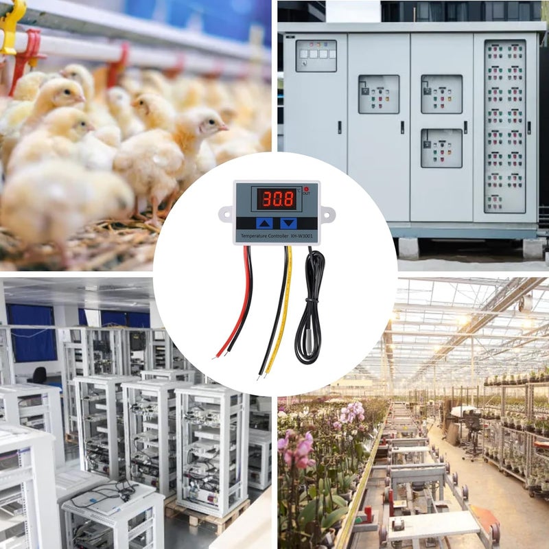 UMLIFE وحدة تحكم درجة الحرارة الرقمية LED XH-W3001 2PCS مع مستشعر مقاوم للماء ومفتاح ترموستات قابل للبرمجة للتسخين والتبريد من -50℃ إلى 110℃ (12V 10A 120W) - Image 4