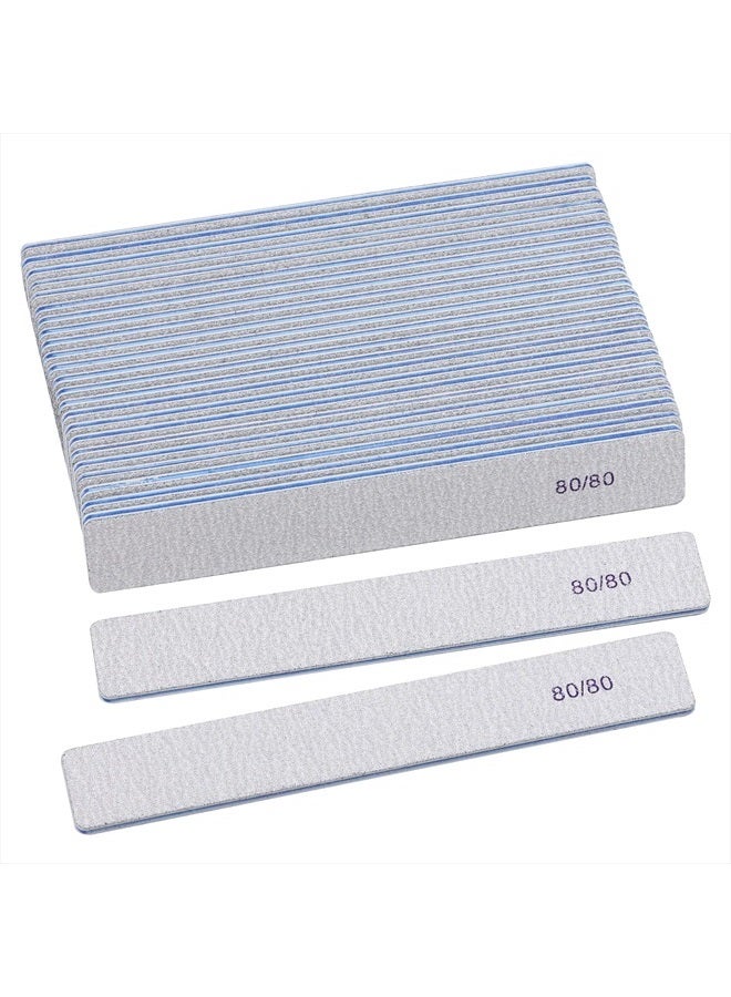 BTYMS 25 Count 80 Grit Rectangle Nail Files for Acrylic Nails, Reusable Buffering Files Double Sided Emery Boards for Nails - Image 1