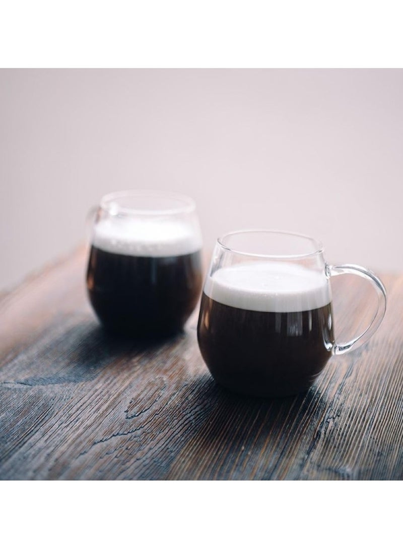 Hario Round Mug Clear Glass with Handle, Microwave safe - 2pcs Set - Image 3