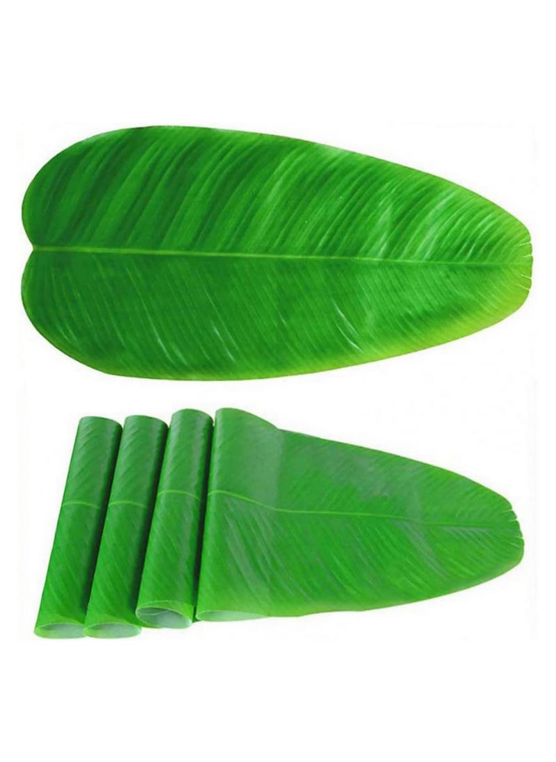 Generic 4pcs Artificial Tropical Banana Leaves Hawaiian Luau Party Jungle Beach Theme Decorations for Table Centerpieces Home Wedding Birthday Decor Faux Palm Leaf Garland Backdrop Props 28cm x 57cm  - Image 2