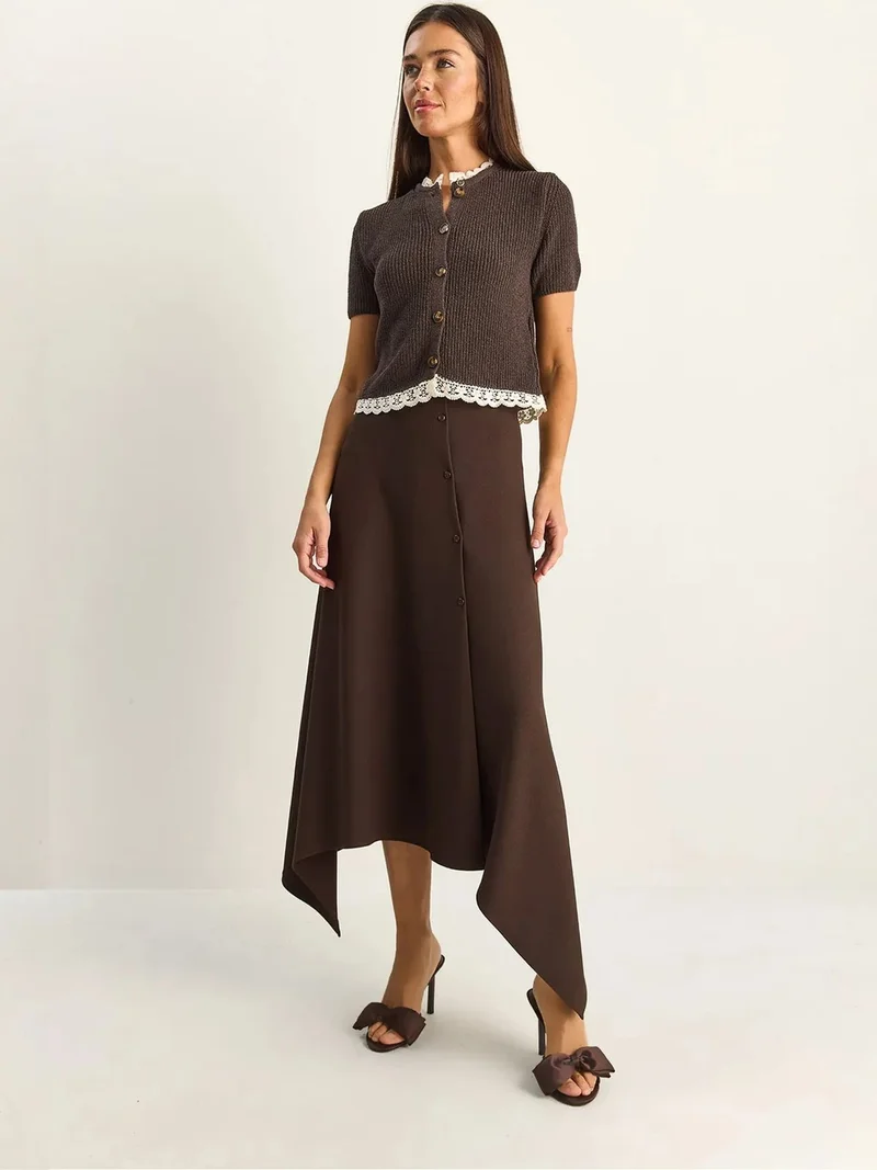 بيانكو لوتشي LUCCI Midi A-line Skirt With Button Closure