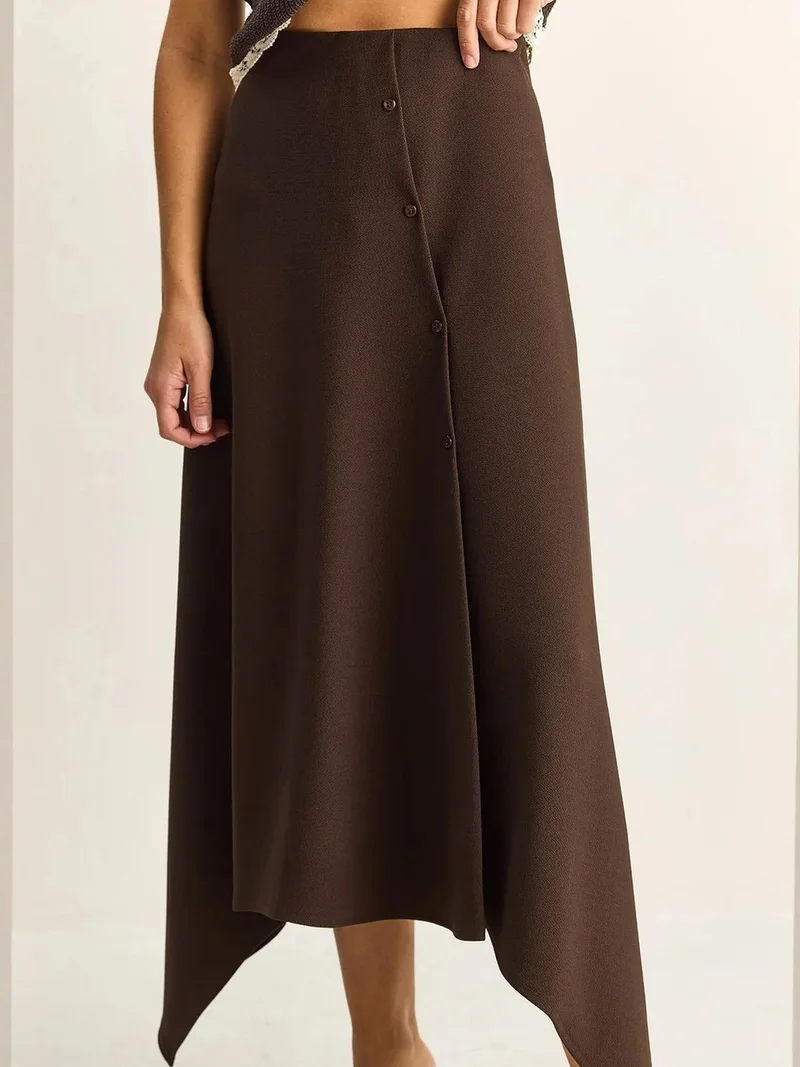 بيانكو لوتشي LUCCI Midi A-line Skirt With Button Closure