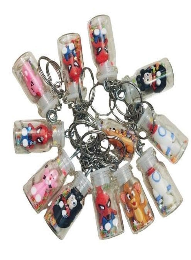 ZOKCY (Pack of 6 Pcs Under Bottle Mini 3D Cartoon Keychain For Kids & Adult/3D rubber Cute character Keyring for Bikes and Cars Key Ring Hook/Girls & Adults Back Pack Tags - Image 2