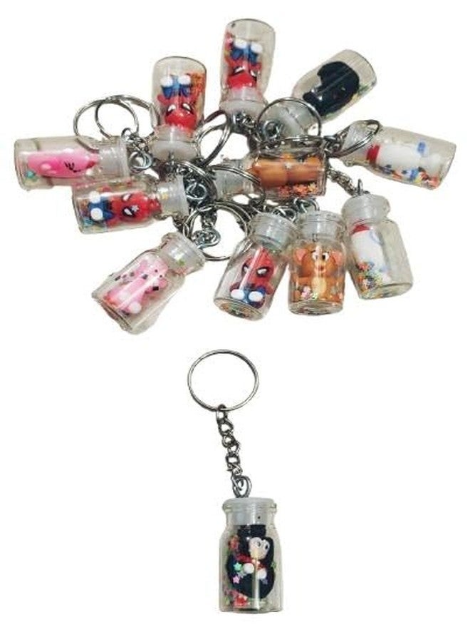 ZOKCY (Pack of 6 Pcs Under Bottle Mini 3D Cartoon Keychain For Kids & Adult/3D rubber Cute character Keyring for Bikes and Cars Key Ring Hook/Girls & Adults Back Pack Tags - Image 4