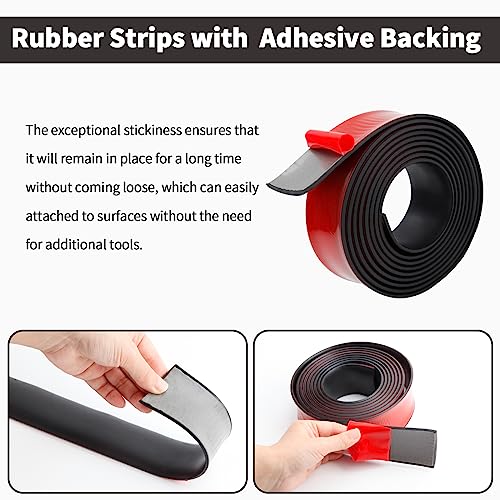 Heonay Self Adhesive Rubber Strips, Solid Neoprene Rubber Sheets Rolls Strips with Adhesive Backing, Self Stick Rubber Gasket Pads for DIY, Crafts, Seals, 1" Wide x 1/16" Thick x 120" Long - Image 2