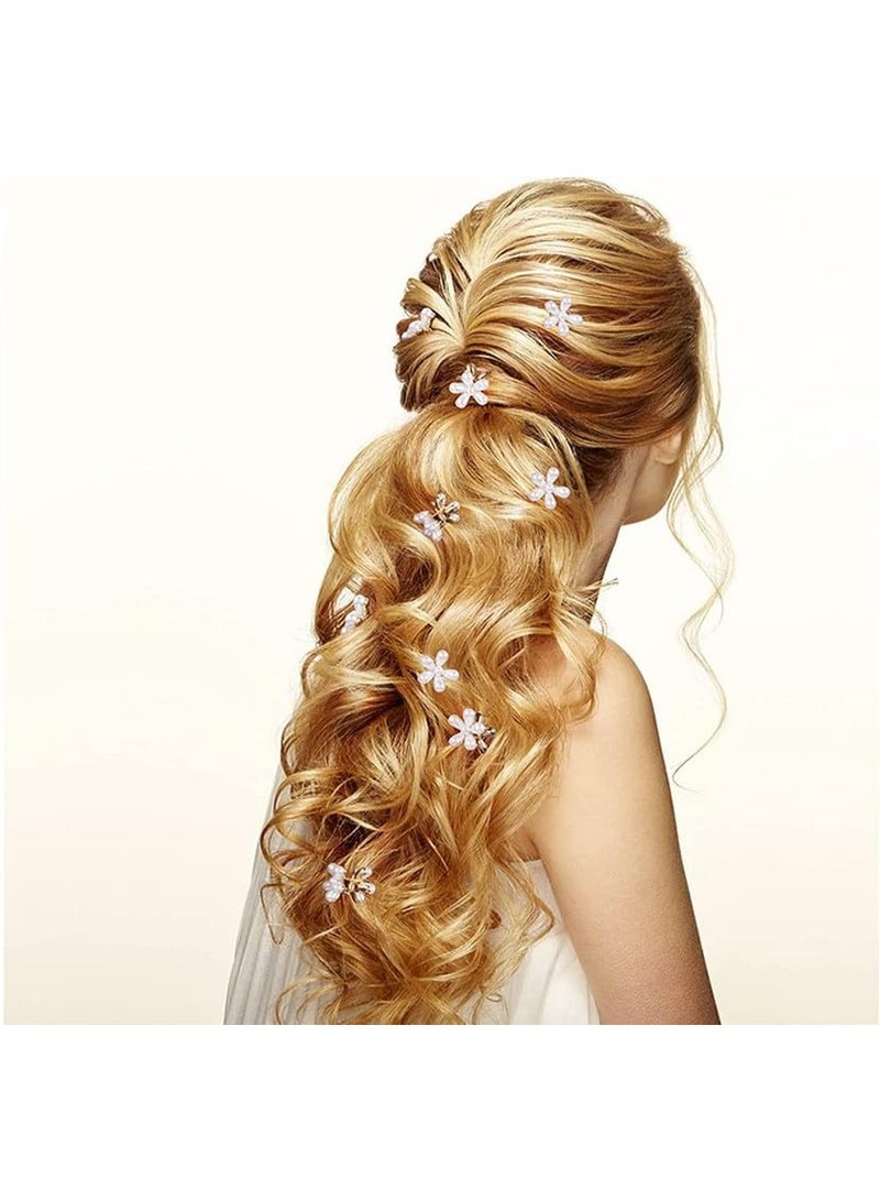 10 Pcs Small Mini Pearl Claw Clips with Flower Design, Sweet Artificial Bangs Clips Decorative Hair Accessories for Women Girls - Image 2