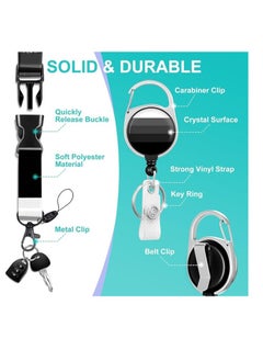 OUYoo OUYoo ID Badge Holder with Lanyard and Retractable Badge Reel Belt Clip,Grey Black Keychain Lanyards Clip on Badge Extender Vertical ID Sleeve.  - Image 4