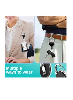 OUYoo OUYoo ID Badge Holder with Lanyard and Retractable Badge Reel Belt Clip,Grey Black Keychain Lanyards Clip on Badge Extender Vertical ID Sleeve.  - Image 5