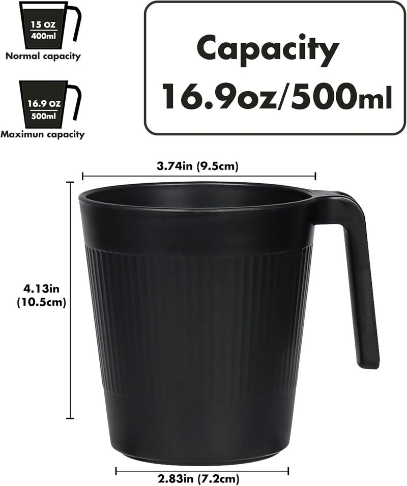 Greentainer Coffee Mugs Set of 8, Plastic Coffee Cups Set, 16.9 OZ Unbreakable Coffee Mugs with Handle Reusable Camping/Dorm/RV Drinking Cups for Adults/Kids - Image 2