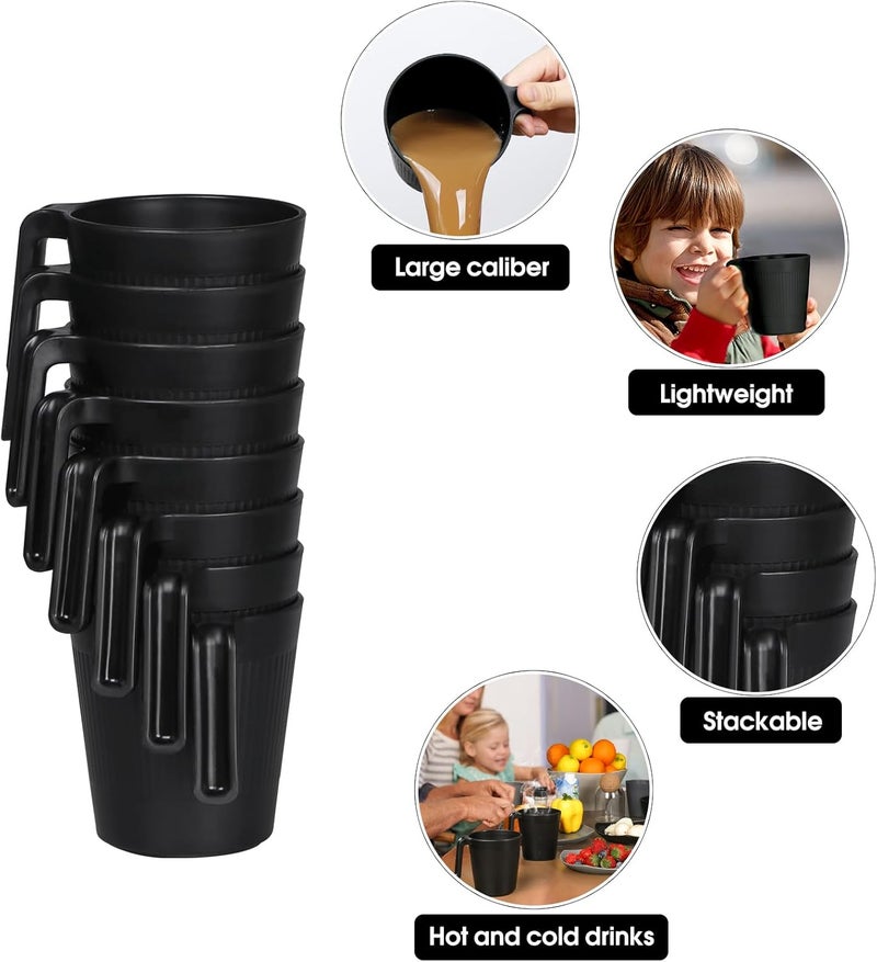 Greentainer Coffee Mugs Set of 8, Plastic Coffee Cups Set, 16.9 OZ Unbreakable Coffee Mugs with Handle Reusable Camping/Dorm/RV Drinking Cups for Adults/Kids - Image 4