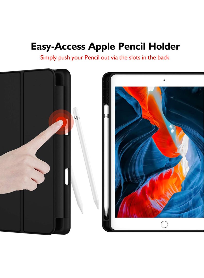 Theodor Case Compatible with iPad 10.2 Inch 2021/2020/2019, for iPad 9th/8th/7th Generation Smart Case with Pencil Holder, Protective Case with Soft TPU Back, Auto Sleep/Wake Cover, Black - Image 5