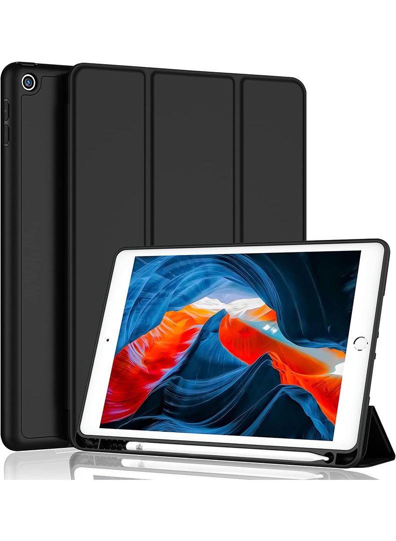 Theodor Case Compatible with iPad 10.2 Inch 2021/2020/2019, for iPad 9th/8th/7th Generation Smart Case with Pencil Holder, Protective Case with Soft TPU Back, Auto Sleep/Wake Cover, Black - Image 1