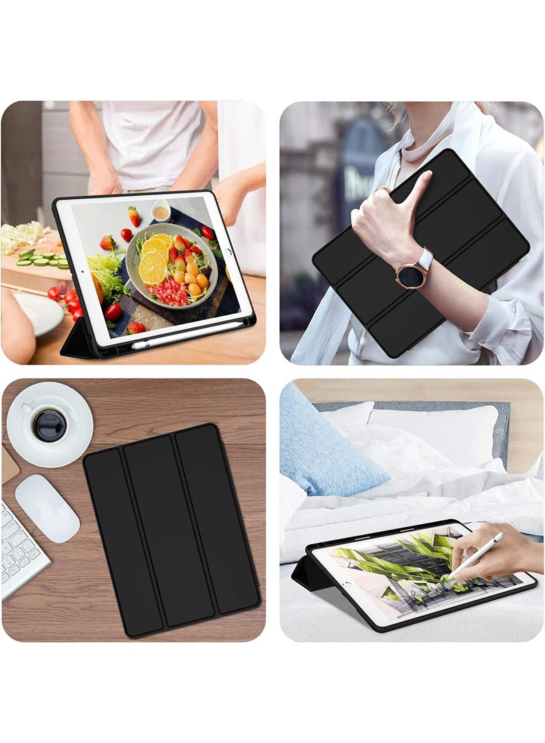 Theodor Case Compatible with iPad 10.2 Inch 2021/2020/2019, for iPad 9th/8th/7th Generation Smart Case with Pencil Holder, Protective Case with Soft TPU Back, Auto Sleep/Wake Cover, Black - Image 4