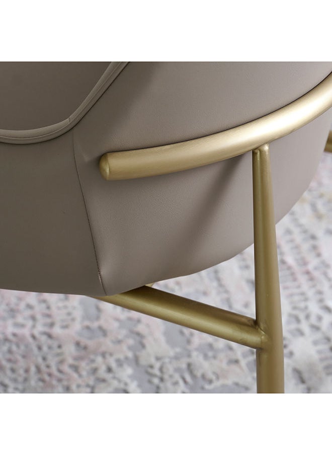 AL HUZAIFA FURNITURE - Mister Dining Chair In Grey Recycle Leather And Copper Brush Stainless Steel Legs - Image 1