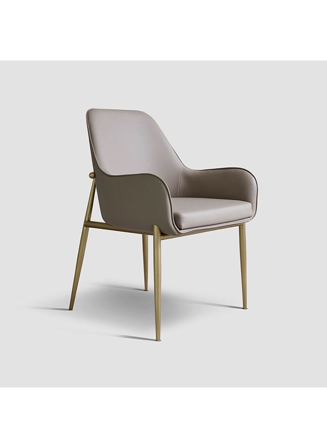 AL HUZAIFA FURNITURE - Mister Dining Chair In Grey Recycle Leather And Copper Brush Stainless Steel Legs - Image 1