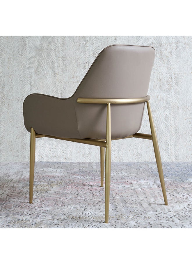 AL HUZAIFA FURNITURE - Mister Dining Chair In Grey Recycle Leather And Copper Brush Stainless Steel Legs - Image 1