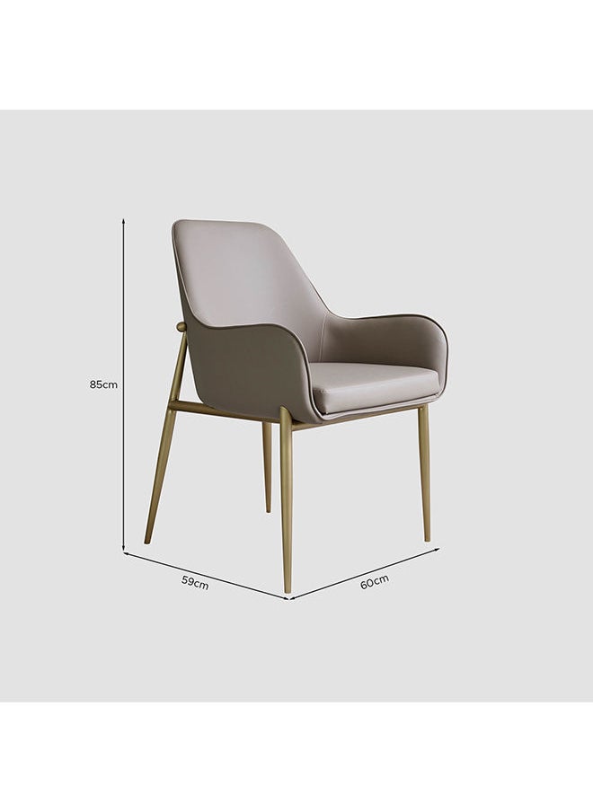 AL HUZAIFA FURNITURE - Mister Dining Chair In Grey Recycle Leather And Copper Brush Stainless Steel Legs - Image 1