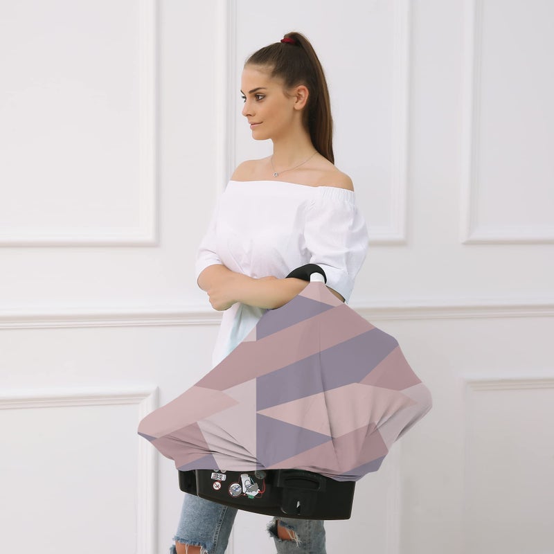 Hicoco Carseat Cover Boy and Girls - Multi-use Nursing Car Seat Canopy Cover for Breastfeeding, Infant Stroller Cover, High Chair Cover (Baby Pink) - Image 2