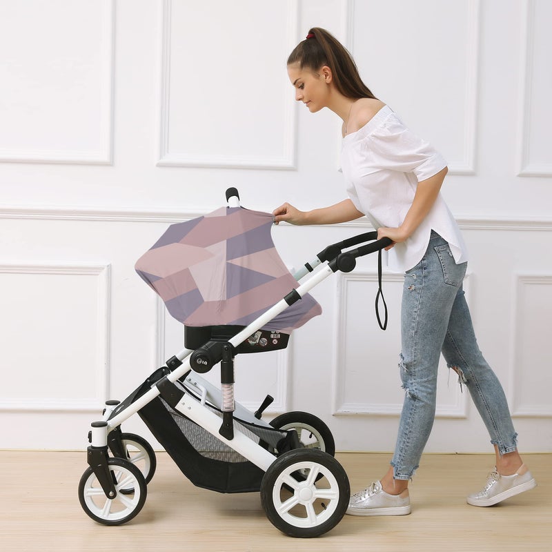 Hicoco Carseat Cover Boy and Girls - Multi-use Nursing Car Seat Canopy Cover for Breastfeeding, Infant Stroller Cover, High Chair Cover (Baby Pink) - Image 3