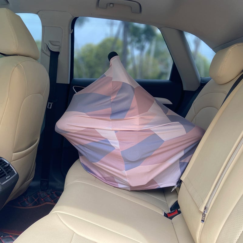 Hicoco Carseat Cover Boy and Girls - Multi-use Nursing Car Seat Canopy Cover for Breastfeeding, Infant Stroller Cover, High Chair Cover (Baby Pink) - Image 4