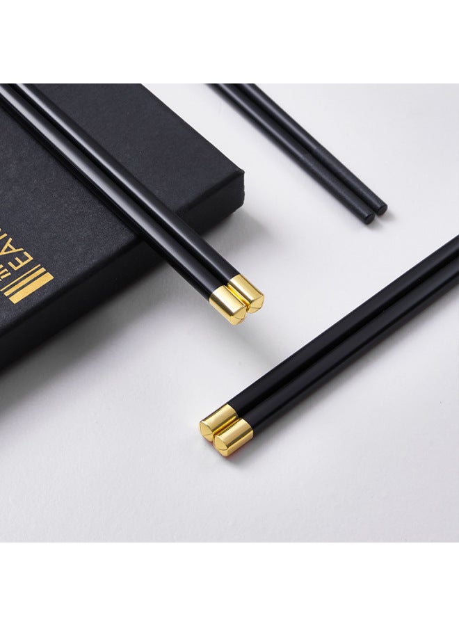 Qiquan Alloy Chopsticks Household Simple Non-slip Chopsticks Hotel High Temperature Resistant Sterilizable Tableware Internet Popular Chopsticks-Color:Black Silver Simple Copper Hat  - Image 3