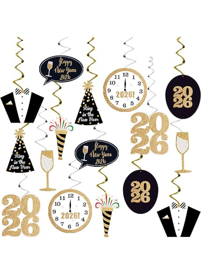 Happy New Year Hanging Swirls 2026 – Pack of 30, NO DIY | Happy New Year Decorations 2026 | New Years Eve Party Supplies 2026 Decorations | NYE Decorations 2026 | New Years Eve Decorations