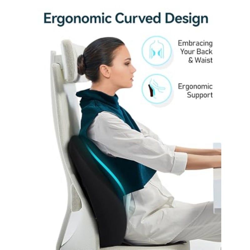 Ergonomic Lumbar Support Cushion, Gel Memory Foam Back Support for Car Seat Office Chair Gaming Chair, Backrest with Skin-friendly Cover and Dual Adjustable Straps, Black - Image 4
