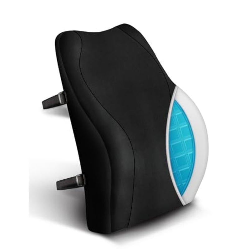 Ergonomic Lumbar Support Cushion, Gel Memory Foam Back Support for Car Seat Office Chair Gaming Chair, Backrest with Skin-friendly Cover and Dual Adjustable Straps, Black - Image 1