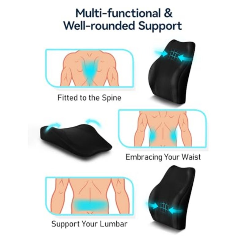 Ergonomic Lumbar Support Cushion, Gel Memory Foam Back Support for Car Seat Office Chair Gaming Chair, Backrest with Skin-friendly Cover and Dual Adjustable Straps, Black - Image 5