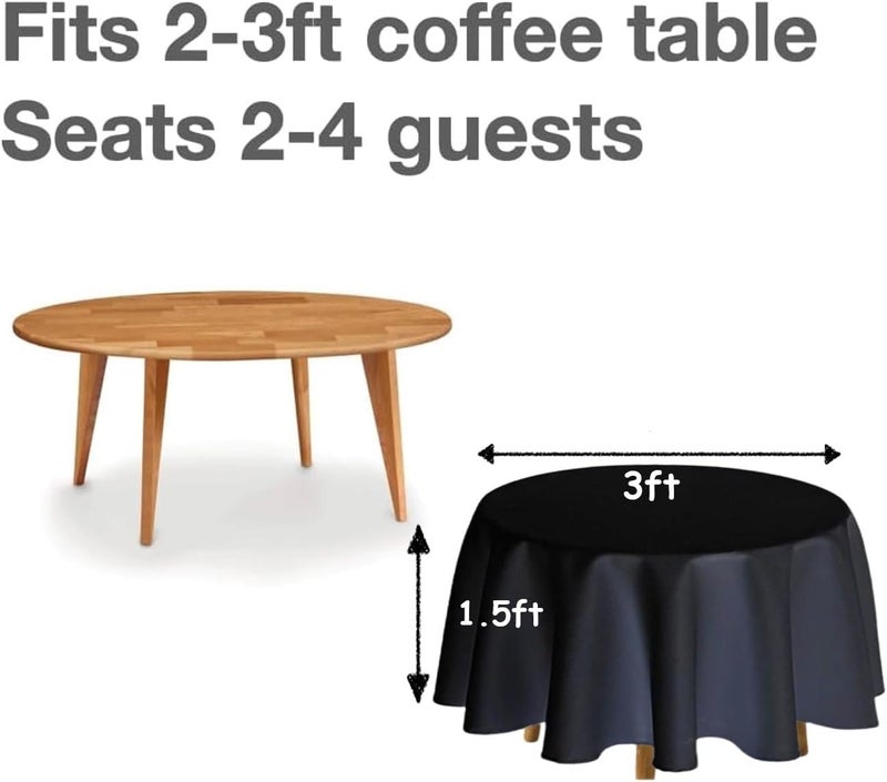 Urby 72 inches Black Round Tablecloth for 2-3ft Round Cocktail or Coffee Table, Round Tablecloth for Table with 4 Chairs. Ideal for Party, Wedding, Banquet and Events. - Image 2