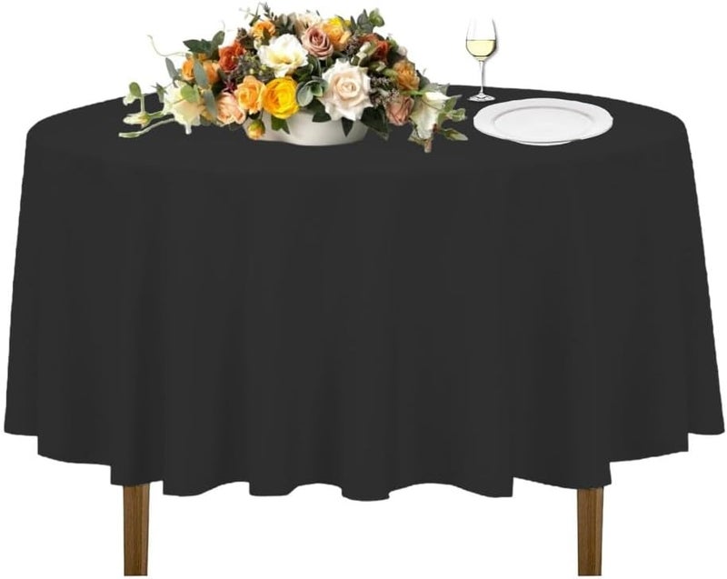 Urby 72 inches Black Round Tablecloth for 2-3ft Round Cocktail or Coffee Table, Round Tablecloth for Table with 4 Chairs. Ideal for Party, Wedding, Banquet and Events. - Image 1