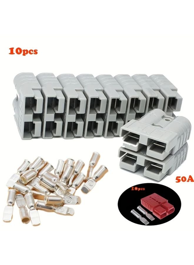 10pcs Gray Heavy Duty Copper Anderson Plug Connectors 50A 6AWG Quick Connect - Image 5