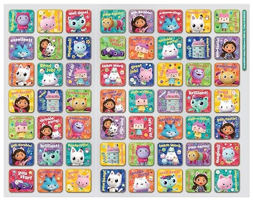 Paper Projects 01.70.30.051 Gabby's Dollhouse Everyday Reward Includes 56 Sparkly Stickers | Colourful Chart is Wipe-Clean, Mulitcoloured, 29.7cm x 42cm - Image 4