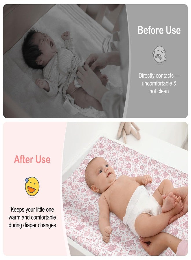 FIOBEE Changing Pad Cover Waterproof 2 Pack Quilted Diaper Change Table Sheets Breathable & Ultra Soft for Newborn Baby Boys Girls Fitted Changer Pads 32"x 16", Pink - Image 5