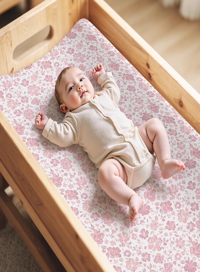 FIOBEE Changing Pad Cover Waterproof 2 Pack Quilted Diaper Change Table Sheets Breathable & Ultra Soft for Newborn Baby Boys Girls Fitted Changer Pads 32"x 16", Pink - Image 2