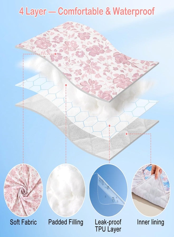 FIOBEE Changing Pad Cover Waterproof 2 Pack Quilted Diaper Change Table Sheets Breathable & Ultra Soft for Newborn Baby Boys Girls Fitted Changer Pads 32"x 16", Pink - Image 4
