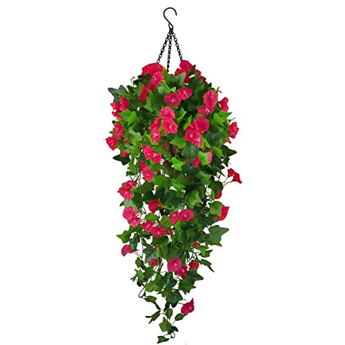 Ankey Hanging Planter with Artificial Hanging Vine Flowers, Plant Hanger UV Resistant Fake Plastic Faux Flower Morning - Image 2