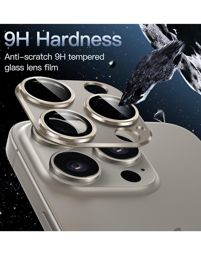 ELTRAZONE Camera Lens Protector for iPhone 15 Pro 6.1-Inch and iPhone 15 Pro Max 6.7-Inch, Full Coverage 9H Tempered Glass Ring Cover, Matte Metal Plate, Case Friendly, 1-Pack (Natural Titanium) - Image 3