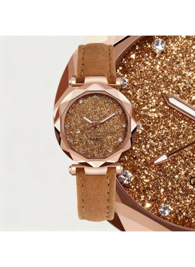 3 قطع ساعة نسائية أنيقة بتصميم سماء مرصعة بالنجوم، أنيقة وعادية، مناسبة للارتداء اليومي، وكذلك حفلات أعياد الميلاد، وحفلات الذكرى السنوية، وغيرها من المناسبات. - Image 2