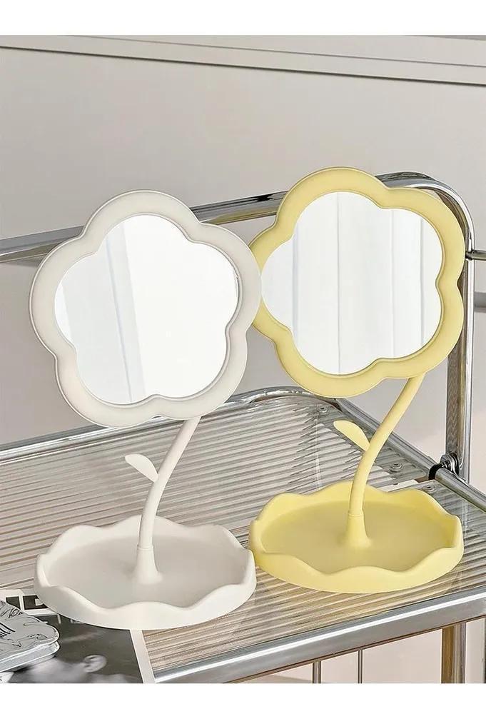 Rotary Flower Makeup Mirror with Adjustable Stand, Compact Vanity Mirror for Tabletop Use - Image 2